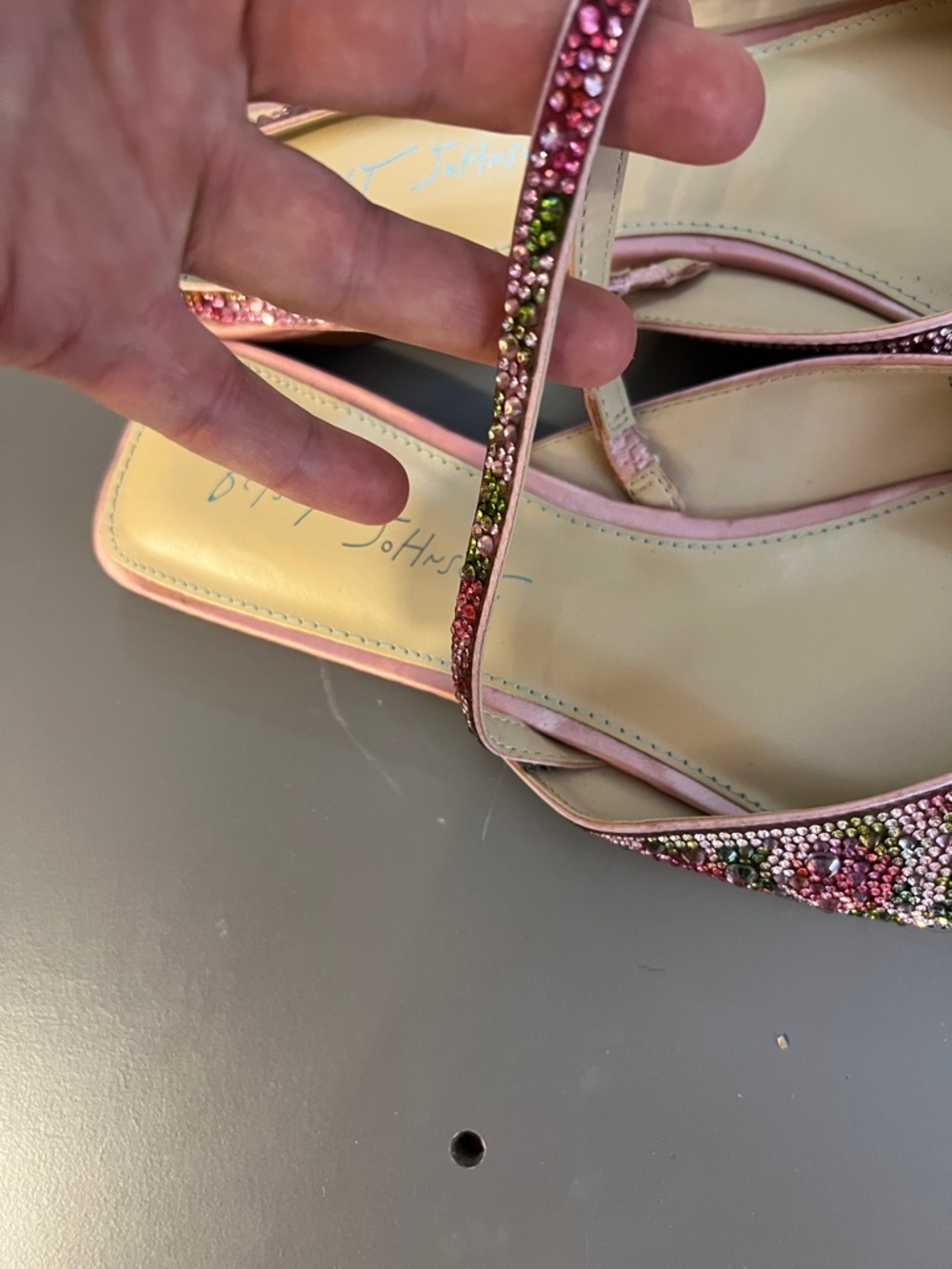 Betsey Johnson Pink Multicolor Beaded Pointed Slingback Flats - Picture 5 of 8